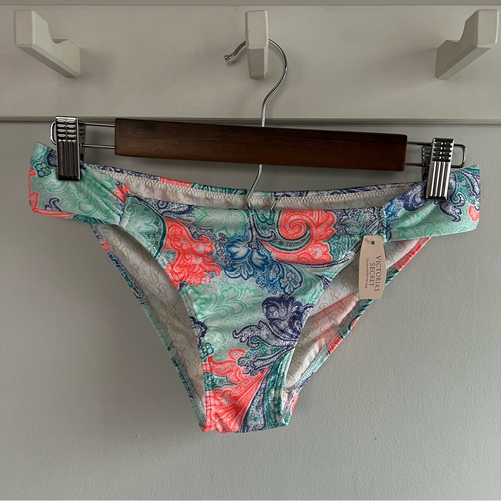 Paisley Print Bikini Bottoms in Mint, Coral & Navy